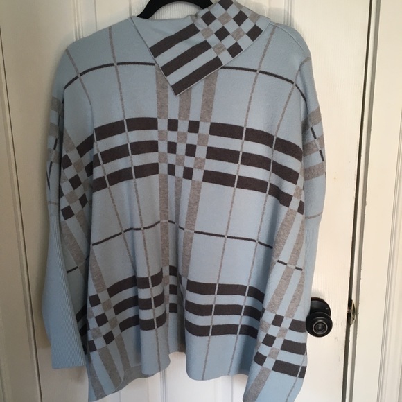 Fun Sport Oversized Plaid Sweater Pastel Blue - Picture 8 of 11